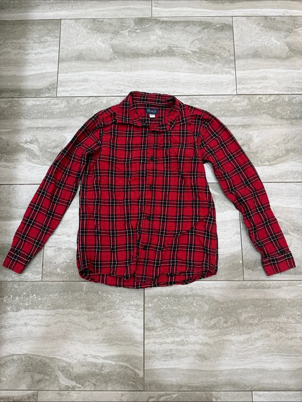 The Children's Place Red Plaid Casual Button-Down Shirt